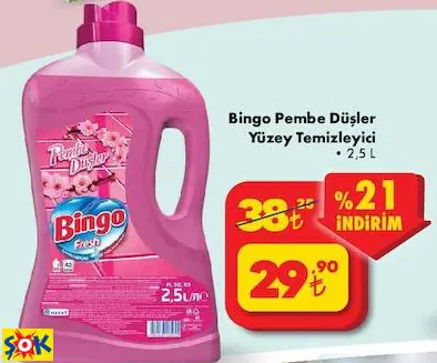 BİNGO PEMBE DÜŞLER YÜZEY TEMİZLEYİCİ BİNGO PEMBE DÜŞLER YÜZEY TEMİZLEYİCİ
